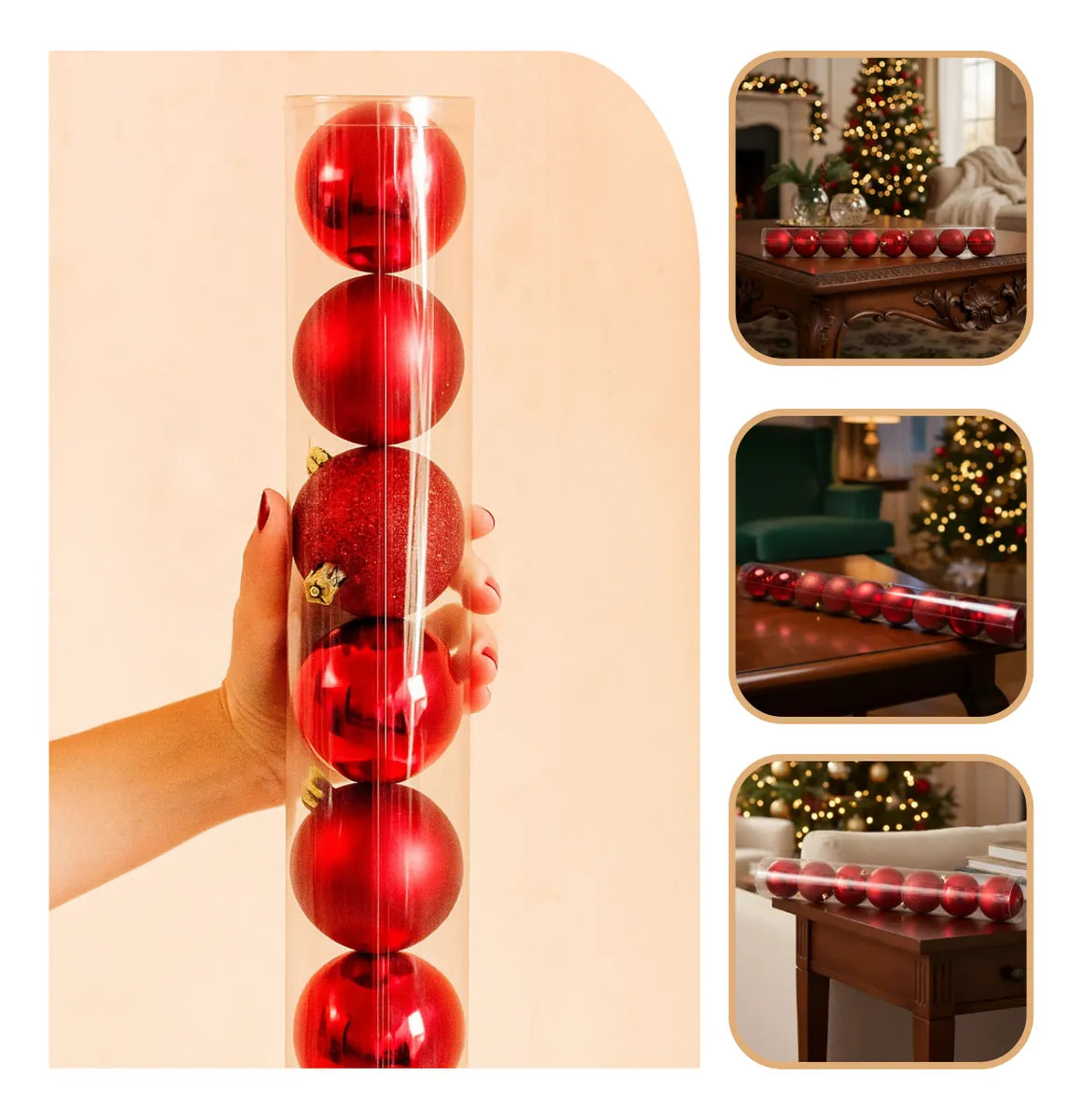 Kit 8 Bolas De Natal Enfeite Arvore Mistas 8cm Grande Premium