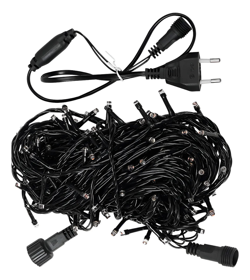 Cordão 100 Leds Com Strobo Prova D'água 10 Metros Natal Cor Das Luzes Branco-quente