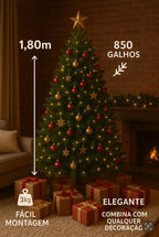 Árvore de Natal Tradicional Pinheiro Verde 1,80m 850 Galhos Cheios