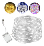 Cordão Fio De Fada 10m 100 Leds Enfeite Natal Branco Quente