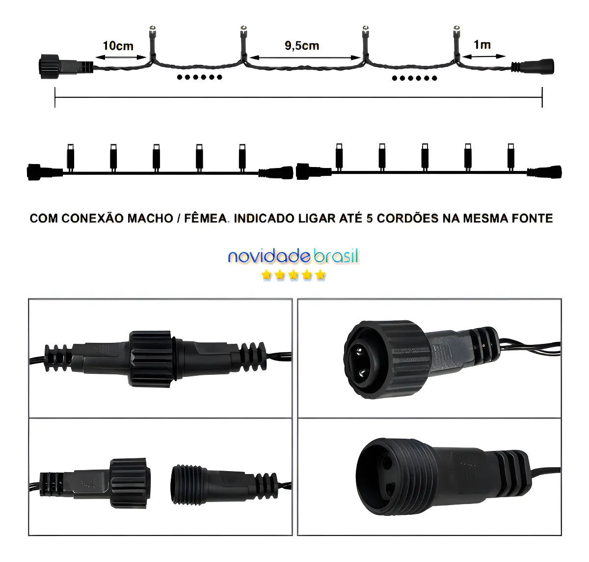 Cordão 100 Leds Com Strobo Prova D'água 10 Metros Natal Cor Das Luzes Branco-quente