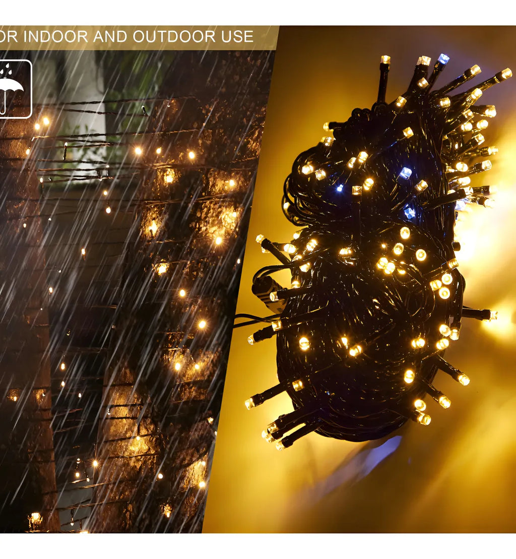 Cordão 100 Leds Com Strobo Prova D'água 10 Metros Natal Cor Das Luzes Branco-quente