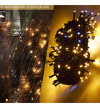 Cordão 100 Leds Com Strobo Prova D'água 10 Metros Natal Cor Das Luzes Branco-quente