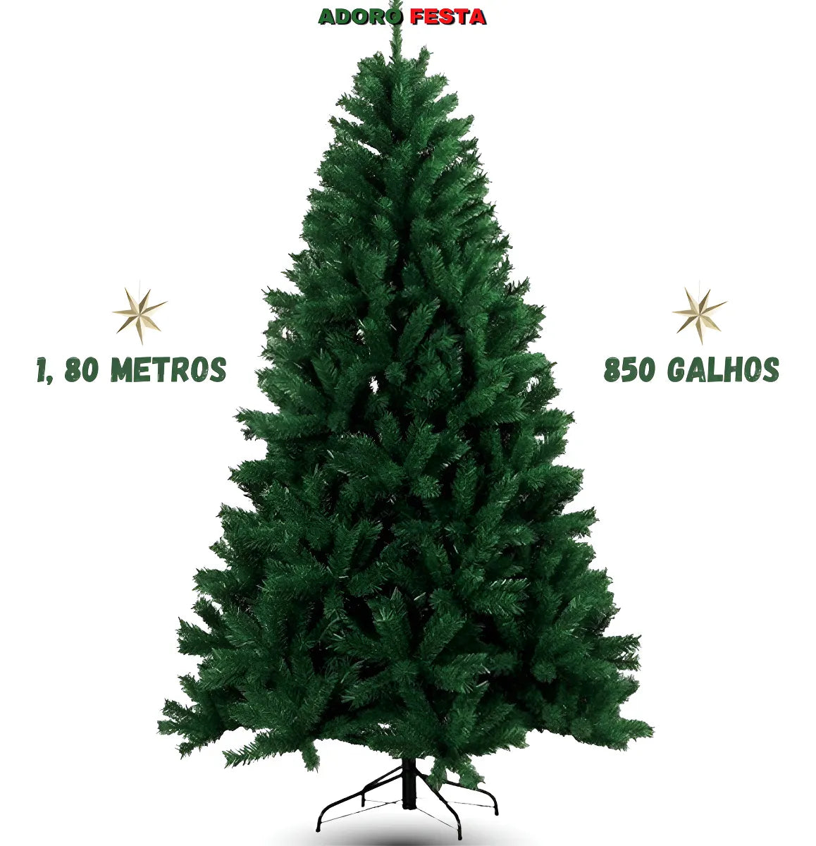 Árvore de Natal Tradicional Pinheiro Verde 1,80m 850 Galhos Cheios