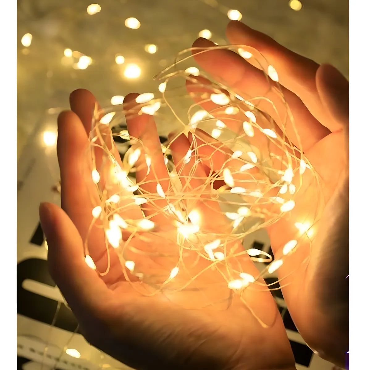 Fio Fada Cordão De Led 3m 30 Leds 3 Funções Pilha Branco Quente - Marca Camperluz