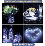 Cordão Fio De Fada 10m 100 Leds Enfeite Natal Branco Quente