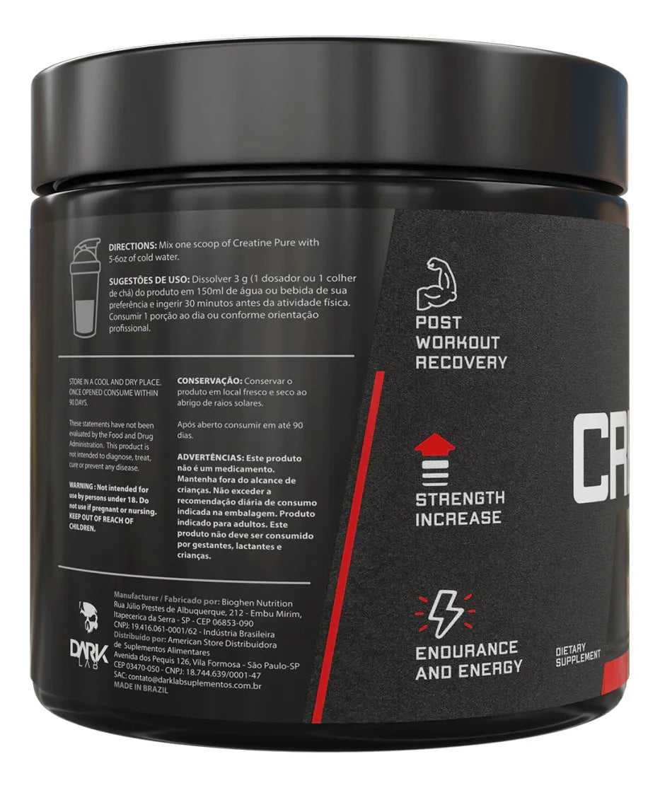 Creatina Monohidratada em Pote 300g 100% Pura Dark Lab