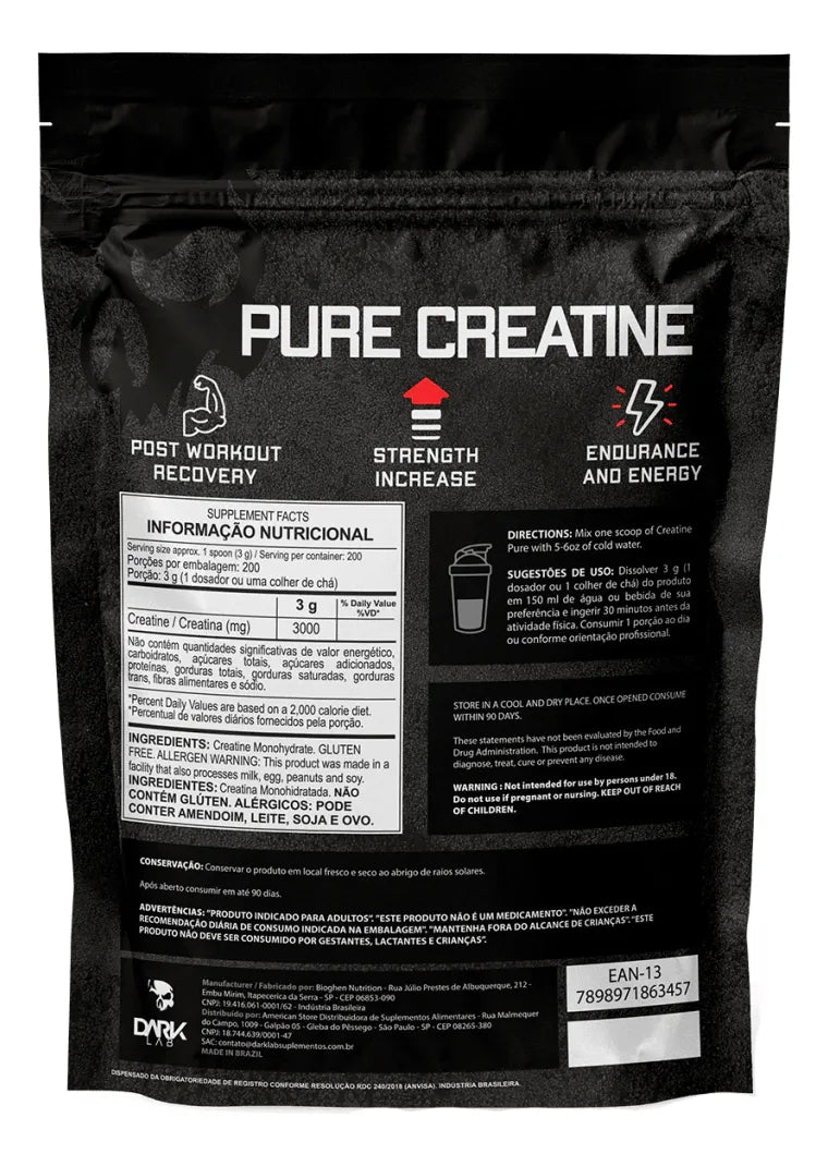 Creatina Monohidratada Pura 500g Dark Lab Unidade