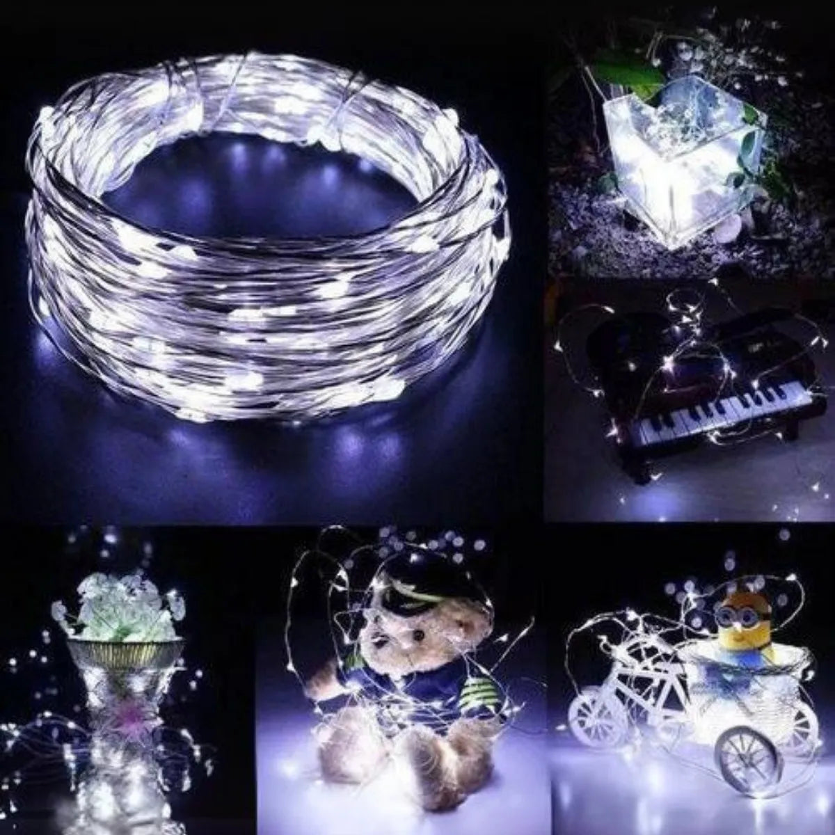 Cordão Fio De Fada 10m 100 Leds Enfeite Natal Branco Quente