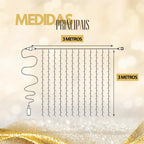 Cortina De Led 3x3m Com 300 Leds Brancas Fria, Decoração De Natal, Ano Novo, Casamento, Festas E Eventos Especiais Controle Remoto, 8 Modos, Fio De Cobre Para Quartos, Varandas, Janelas