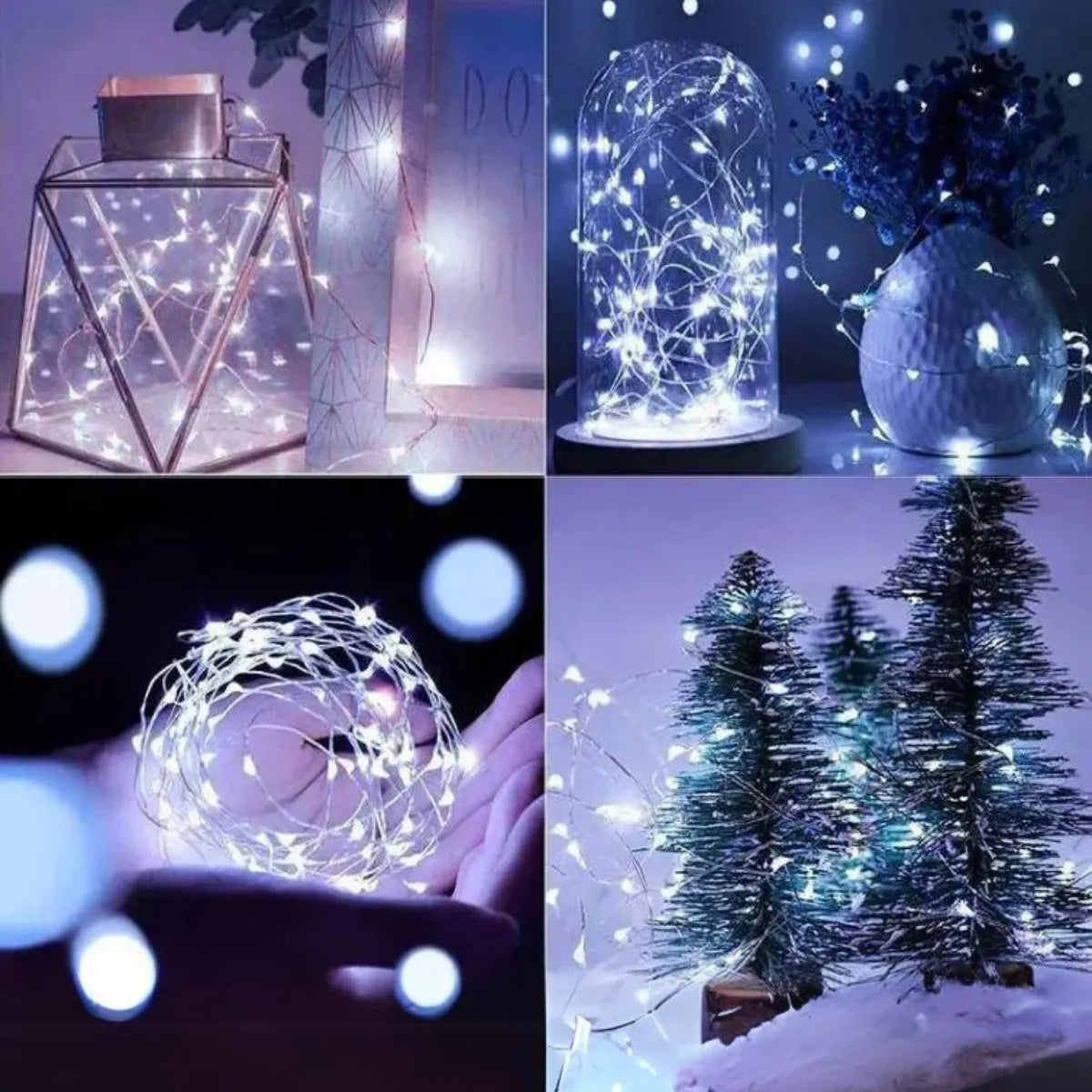 Cordão Fio De Fada 10m 100 Leds Enfeite Natal Branco Quente