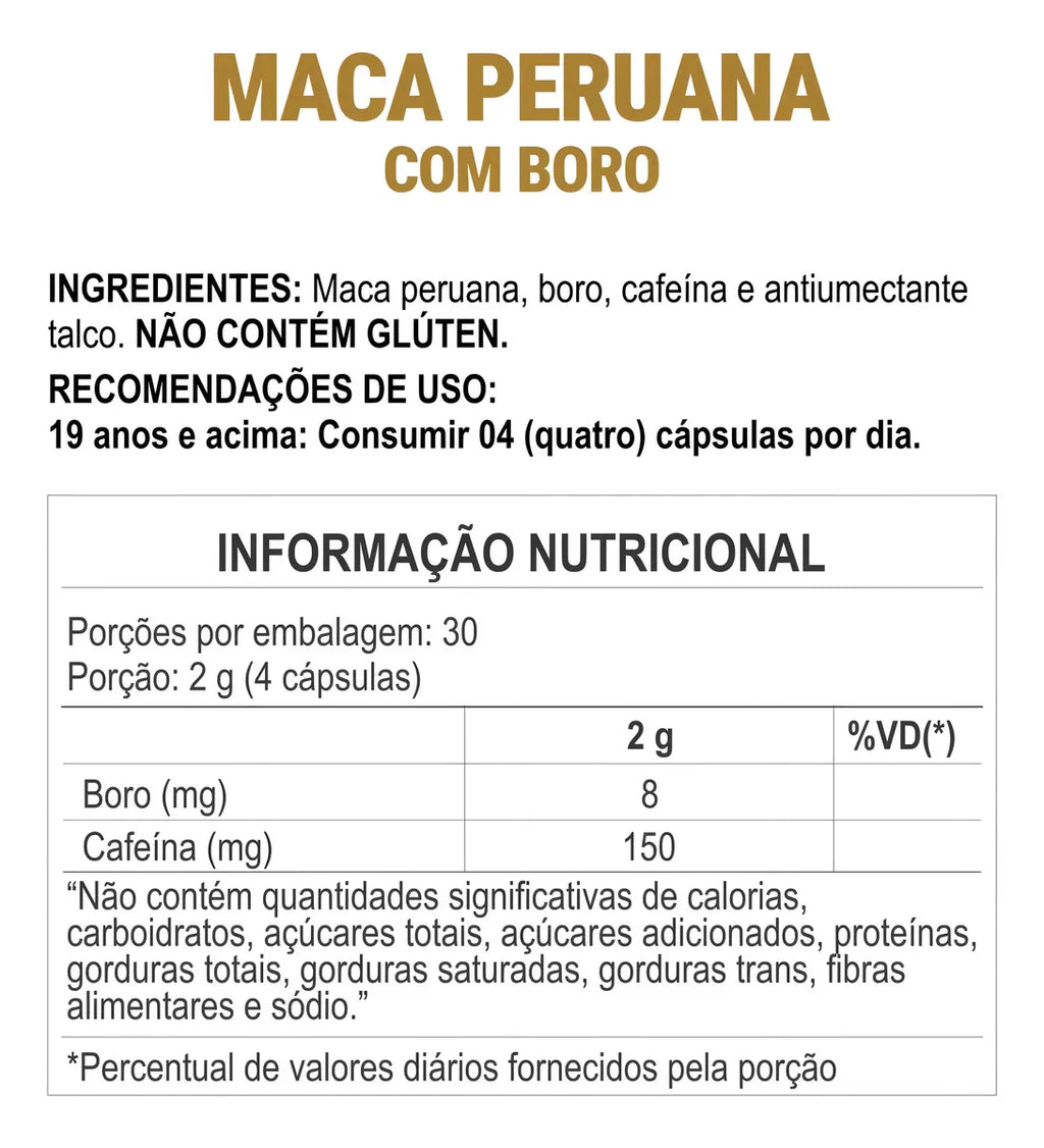 Super Maca Peruana Com Boro 120 cápsulas Suplemento Daily Life Premium