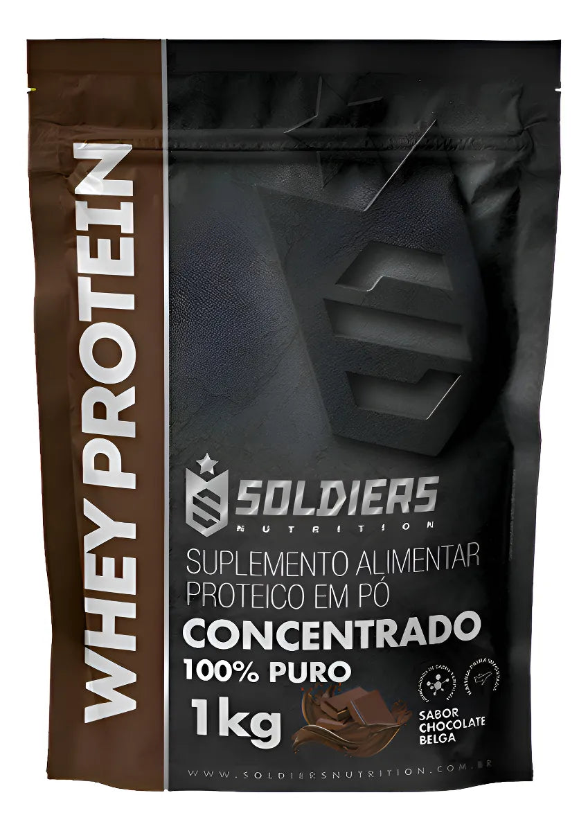 Whey Protein Concentrado 1kg Sabor Chocolate Belga Soldiers Nutrition Rico em Proteína Treino