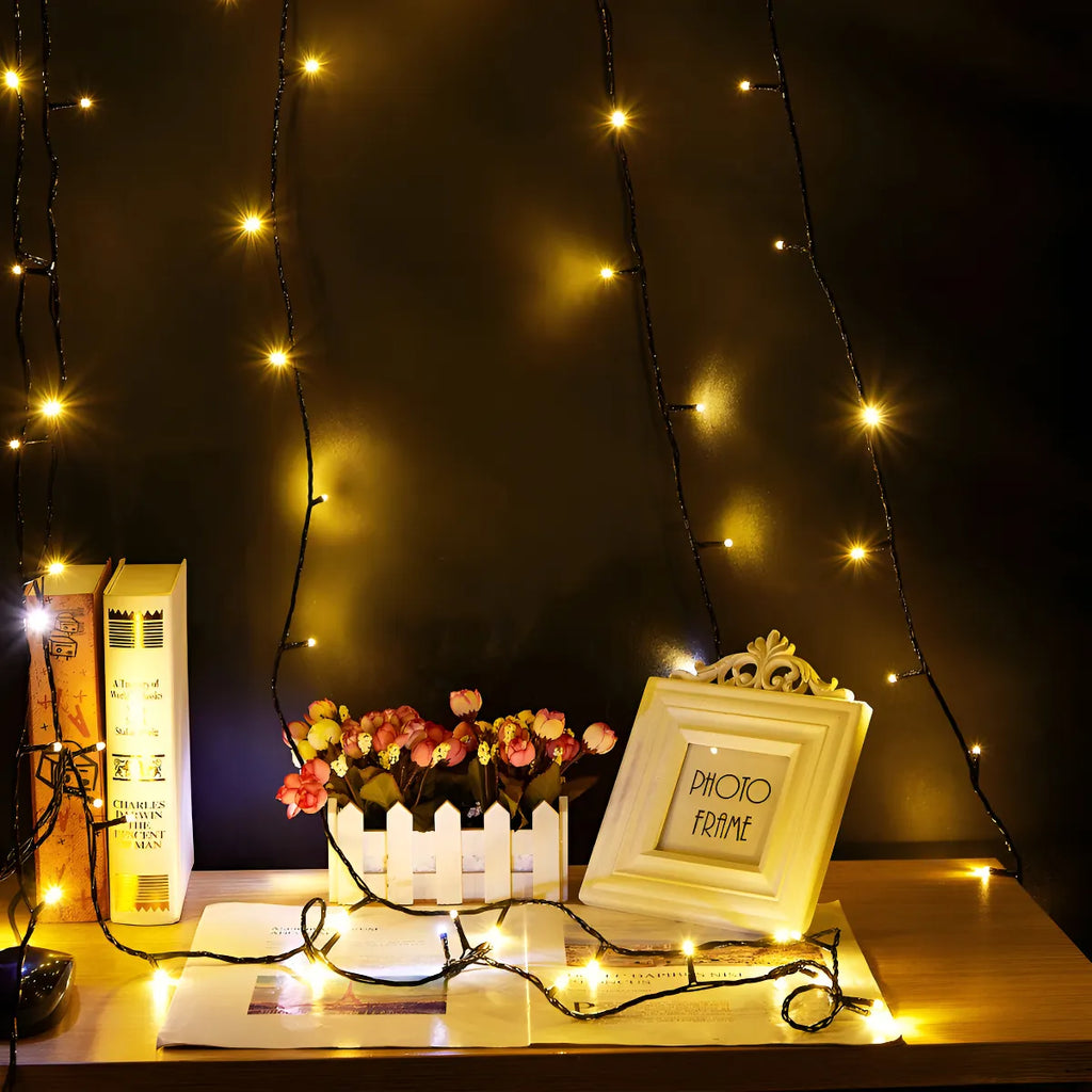 Cordão 100 Leds Com Strobo Prova D'água 10 Metros Natal Cor Das Luzes Branco-quente