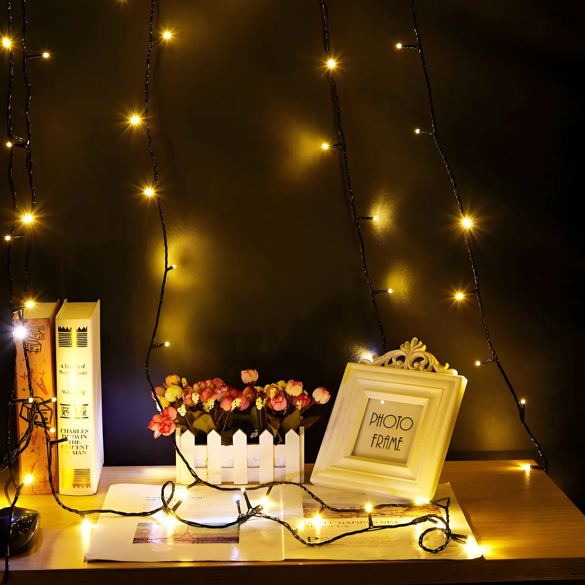 Cordão 100 Leds Com Strobo Prova D'água 10 Metros Natal Cor Das Luzes Branco-quente