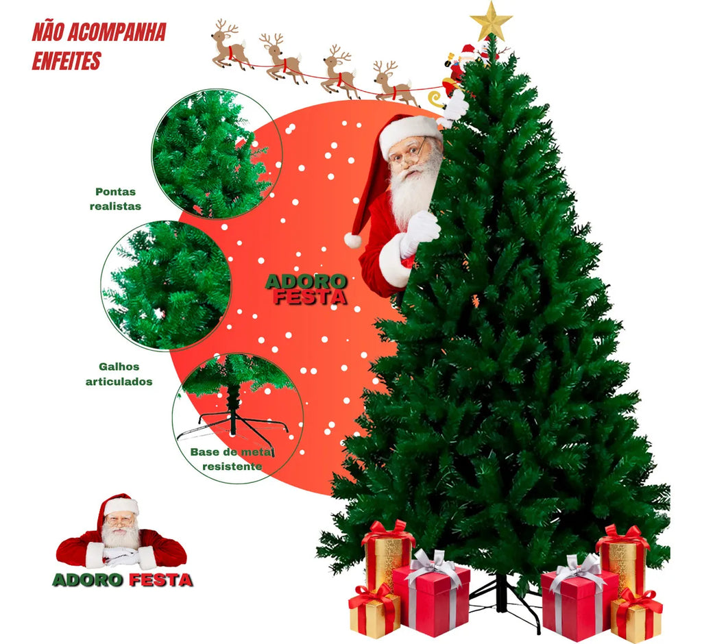 Árvore de Natal Tradicional Pinheiro Verde 1,80m 850 Galhos Cheios