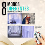 Cortina De Led 3x3m Com 300 Leds Brancas Fria, Decoração De Natal, Ano Novo, Casamento, Festas E Eventos Especiais Controle Remoto, 8 Modos, Fio De Cobre Para Quartos, Varandas, Janelas