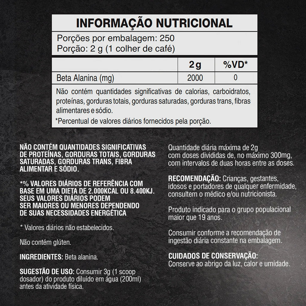 Beta Alanina Pura 500g Soldiers Nutrition Treino Performance Força