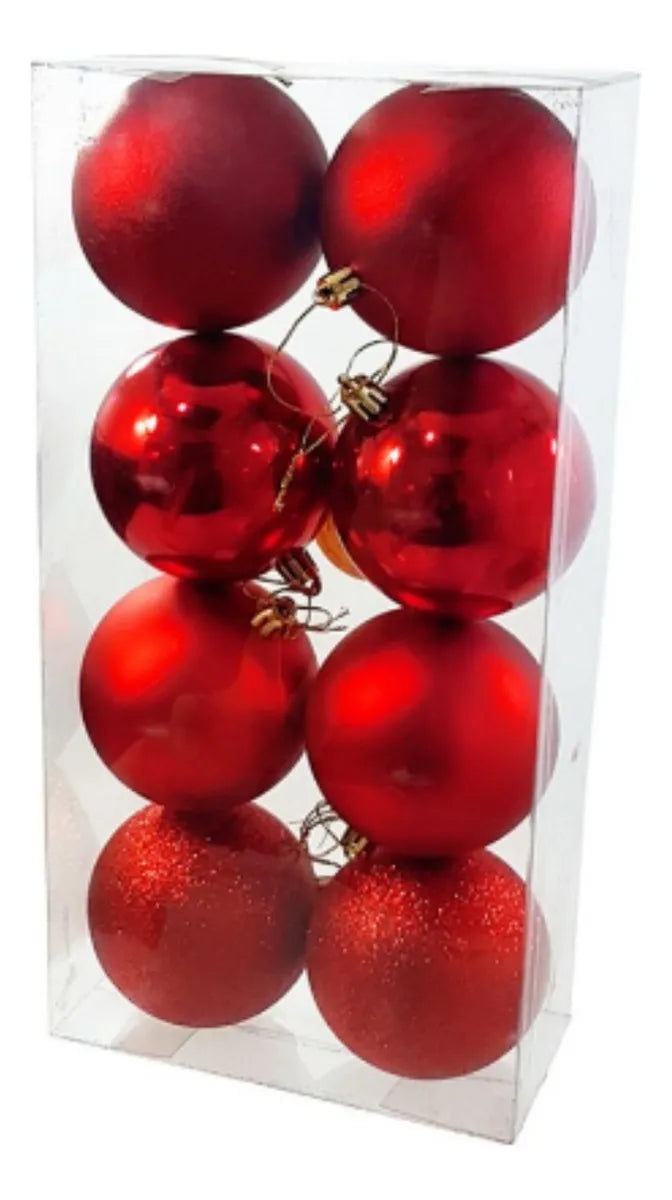 Kit 8 Bolas De Natal Enfeite Arvore Mistas 8cm Grande Premium