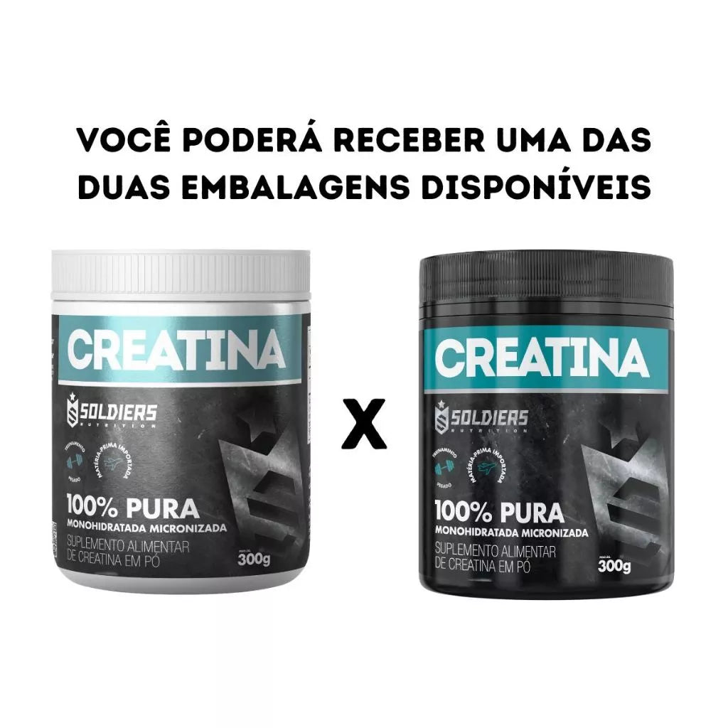 Creatina Monohidratada Pote 300g 100% Pura Importada Soldiers Nutrition Suplemento Performance Muscular Força