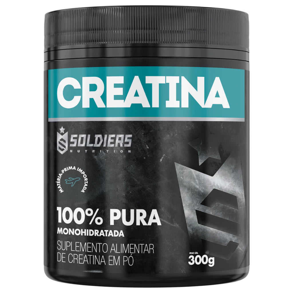 Creatina Monohidratada Pote 300g 100% Pura Importada Soldiers Nutrition Suplemento Performance Muscular Força